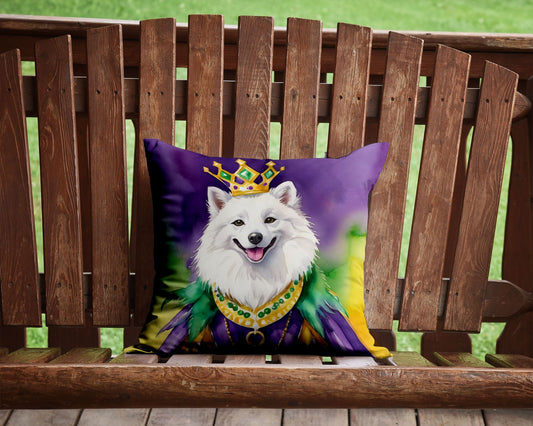 American Eskimo King of Mardi Gras Throw Pillow Machine Washable, Indoor Outdoor Decorative Pillow for Couch, Bed or Patio, 14Hx14W