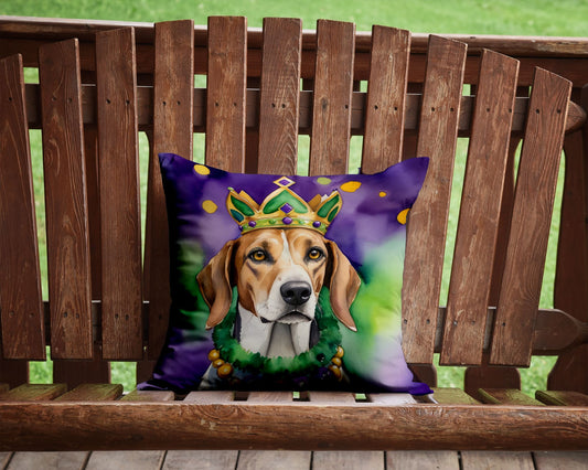 American Foxhound King of Mardi Gras Throw Pillow Machine Washable, Indoor Outdoor Decorative Pillow for Couch, Bed or Patio, 14Hx14W