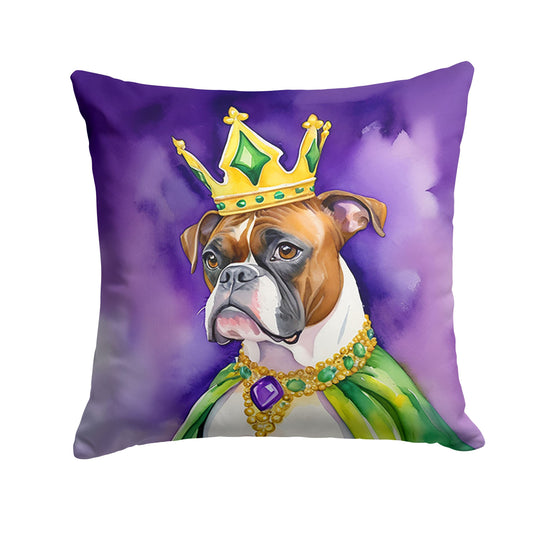 Boxer King of Mardi Gras Throw Pillow Machine Washable, Indoor Outdoor Decorative Pillow for Couch, Bed or Patio, 14Hx14W