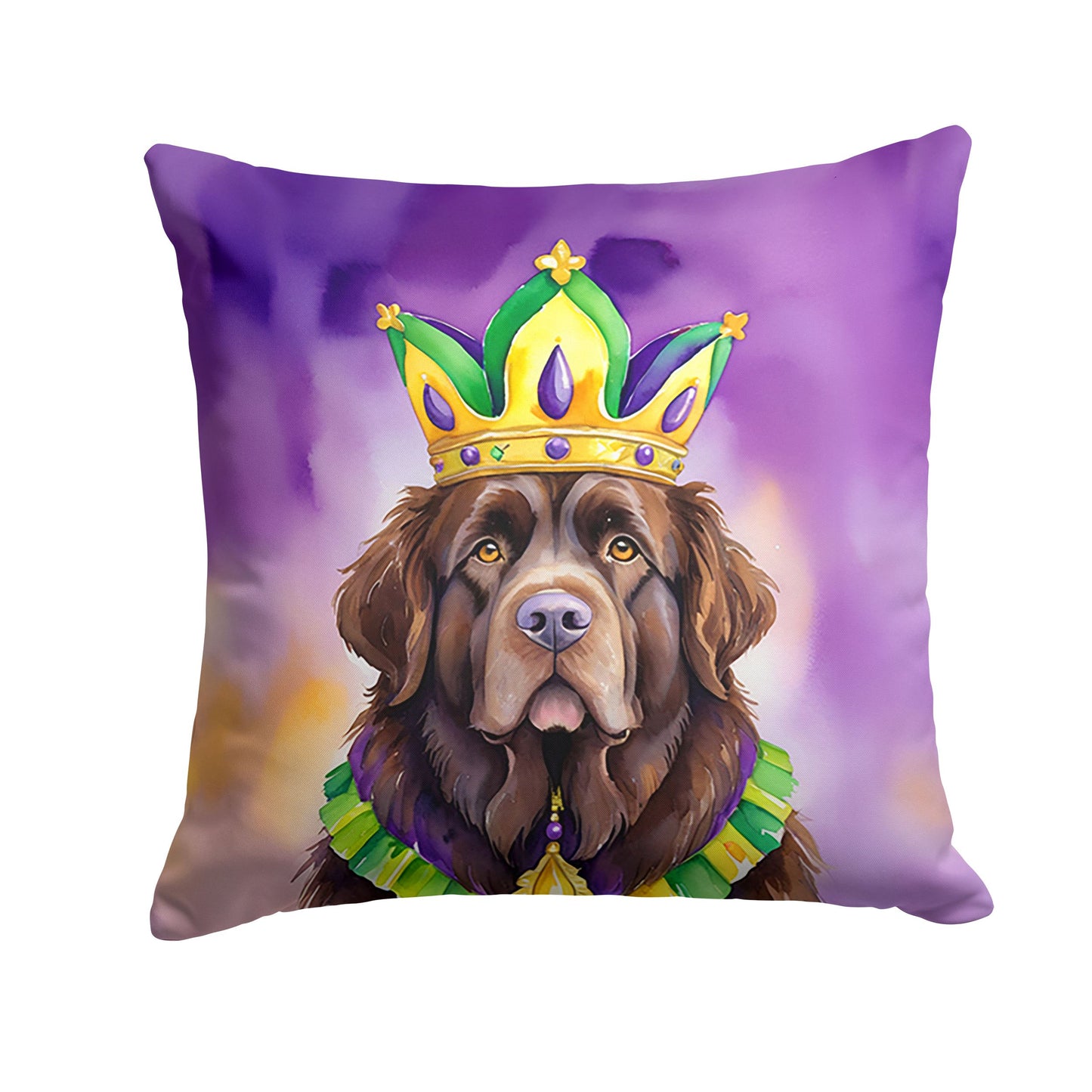 Newfoundland King of Mardi Gras Throw Pillow Machine Washable, Indoor Outdoor Decorative Pillow for Couch, Bed or Patio, 14Hx14W
