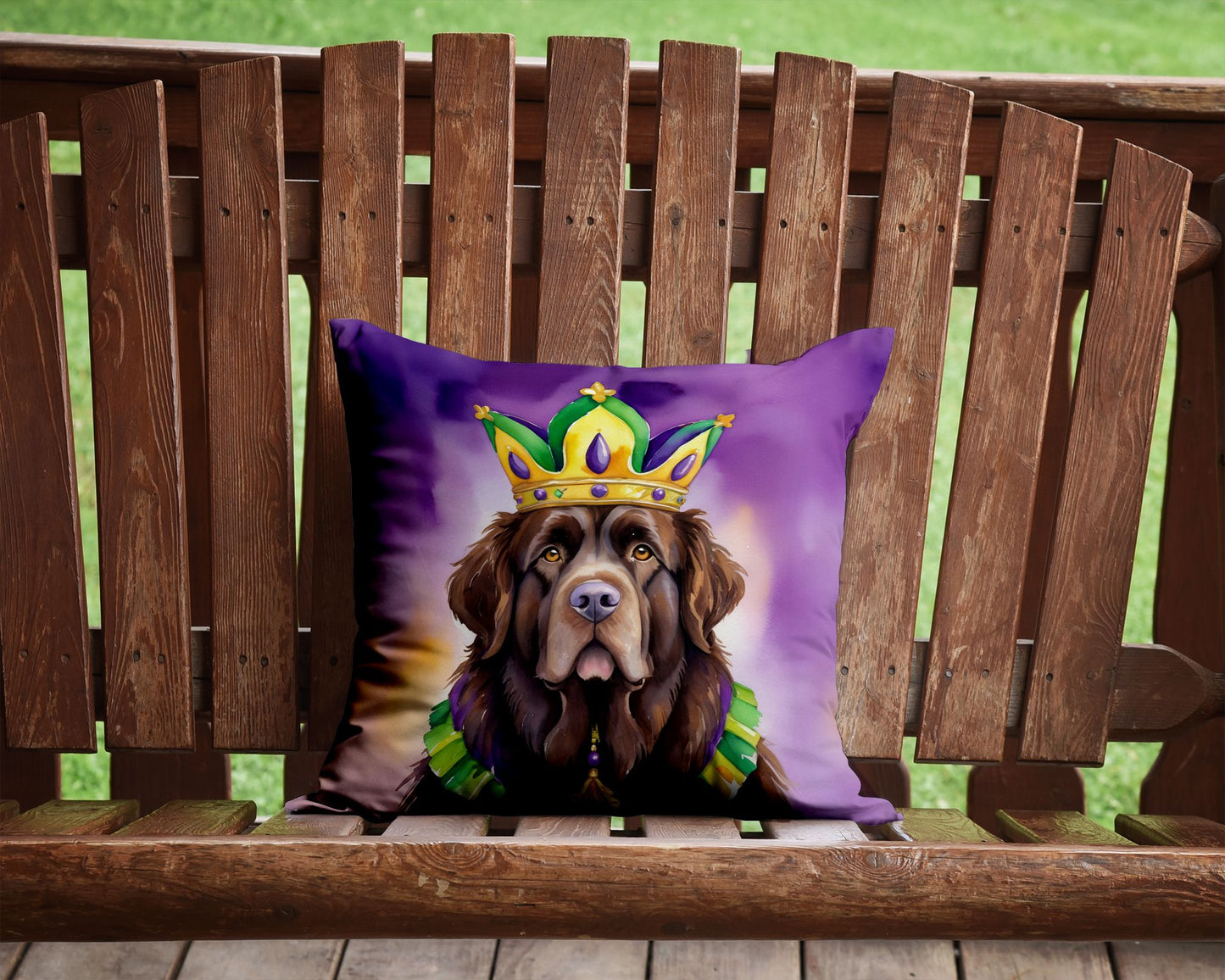Newfoundland King of Mardi Gras Throw Pillow Machine Washable, Indoor Outdoor Decorative Pillow for Couch, Bed or Patio, 14Hx14W
