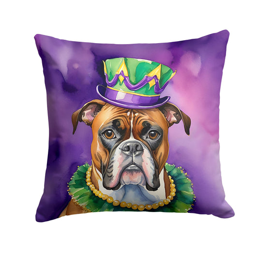 Boxer King of Mardi Gras Throw Pillow Machine Washable, Indoor Outdoor Decorative Pillow for Couch, Bed or Patio, 14Hx14W