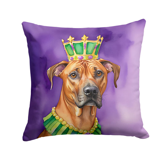 Rhodesian Ridgeback King of Mardi Gras Throw Pillow Machine Washable, Indoor Outdoor Decorative Pillow for Couch, Bed or Patio, 14Hx14W