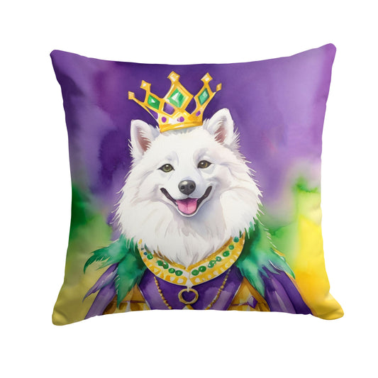 American Eskimo King of Mardi Gras Throw Pillow Machine Washable, Indoor Outdoor Decorative Pillow for Couch, Bed or Patio, 14Hx14W