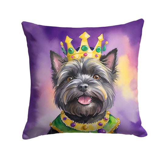 Cairn Terrier King of Mardi Gras Throw Pillow Machine Washable, Indoor Outdoor Decorative Pillow for Couch, Bed or Patio, 14Hx14W