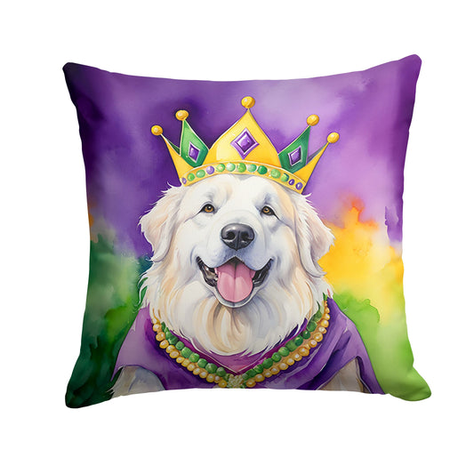 Great Pyrenees King of Mardi Gras Throw Pillow Machine Washable, Indoor Outdoor Decorative Pillow for Couch, Bed or Patio, 18Hx18W
