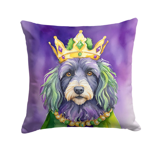 Bergamasco Sheepdog King of Mardi Gras Throw Pillow Machine Washable, Indoor Outdoor Decorative Pillow for Couch, Bed or Patio, 18Hx18W
