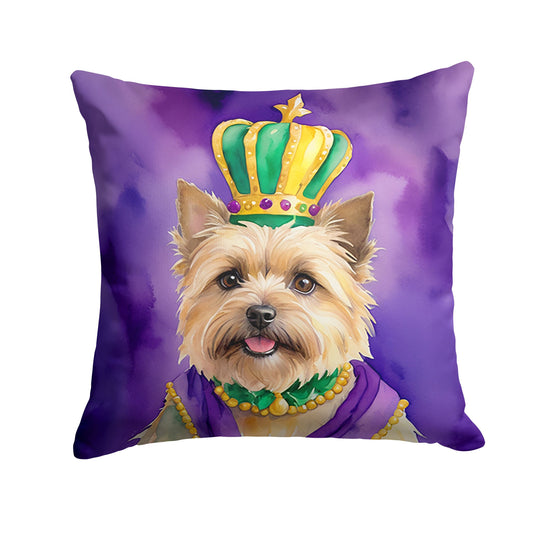 Cairn Terrier King of Mardi Gras Throw Pillow Machine Washable, Indoor Outdoor Decorative Pillow for Couch, Bed or Patio, 18Hx18W