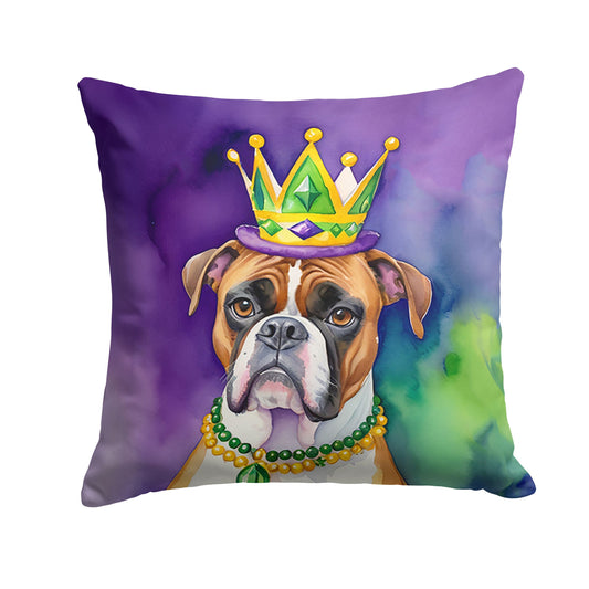 Boxer King of Mardi Gras Throw Pillow Machine Washable, Indoor Outdoor Decorative Pillow for Couch, Bed or Patio, 18Hx18W