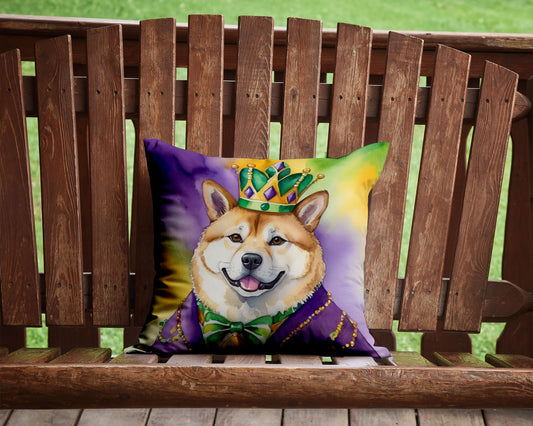 Akita King of Mardi Gras Throw Pillow Machine Washable, Indoor Outdoor Decorative Pillow for Couch, Bed or Patio, 14Hx14W