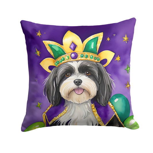 Havanese King of Mardi Gras Throw Pillow Machine Washable, Indoor Outdoor Decorative Pillow for Couch, Bed or Patio, 14Hx14W