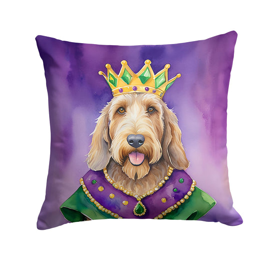 Otterhound King of Mardi Gras Throw Pillow Machine Washable, Indoor Outdoor Decorative Pillow for Couch, Bed or Patio, 18Hx18W