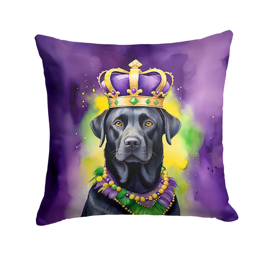 Labrador Retriever King of Mardi Gras Throw Pillow Machine Washable, Indoor Outdoor Decorative Pillow for Couch, Bed or Patio, 18Hx18W