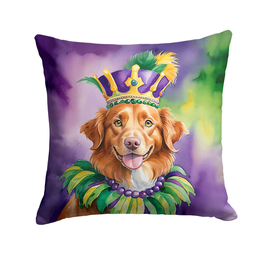 Nova Scotia Duck Tolling Retriever King of Mardi Gras Throw Pillow Machine Washable, Indoor Outdoor Decorative Pillow for Couch, Bed or Patio, 18Hx18W